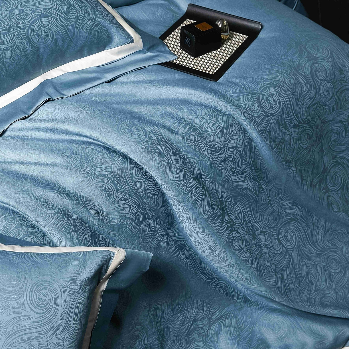 91家纺网 家纺一手货源 找家纺 安莱生活 2025年新品50银丝星晴提花系列四件套 星空