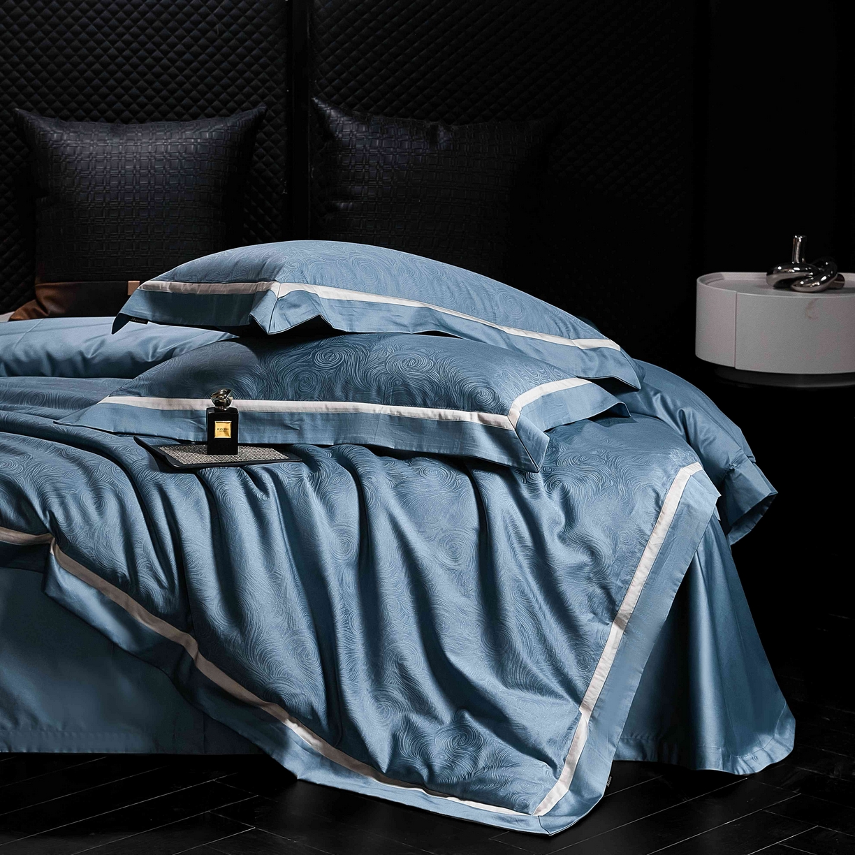 91家纺网 家纺一手货源 找家纺 安莱生活 2025年新品50银丝星晴提花系列四件套 星空