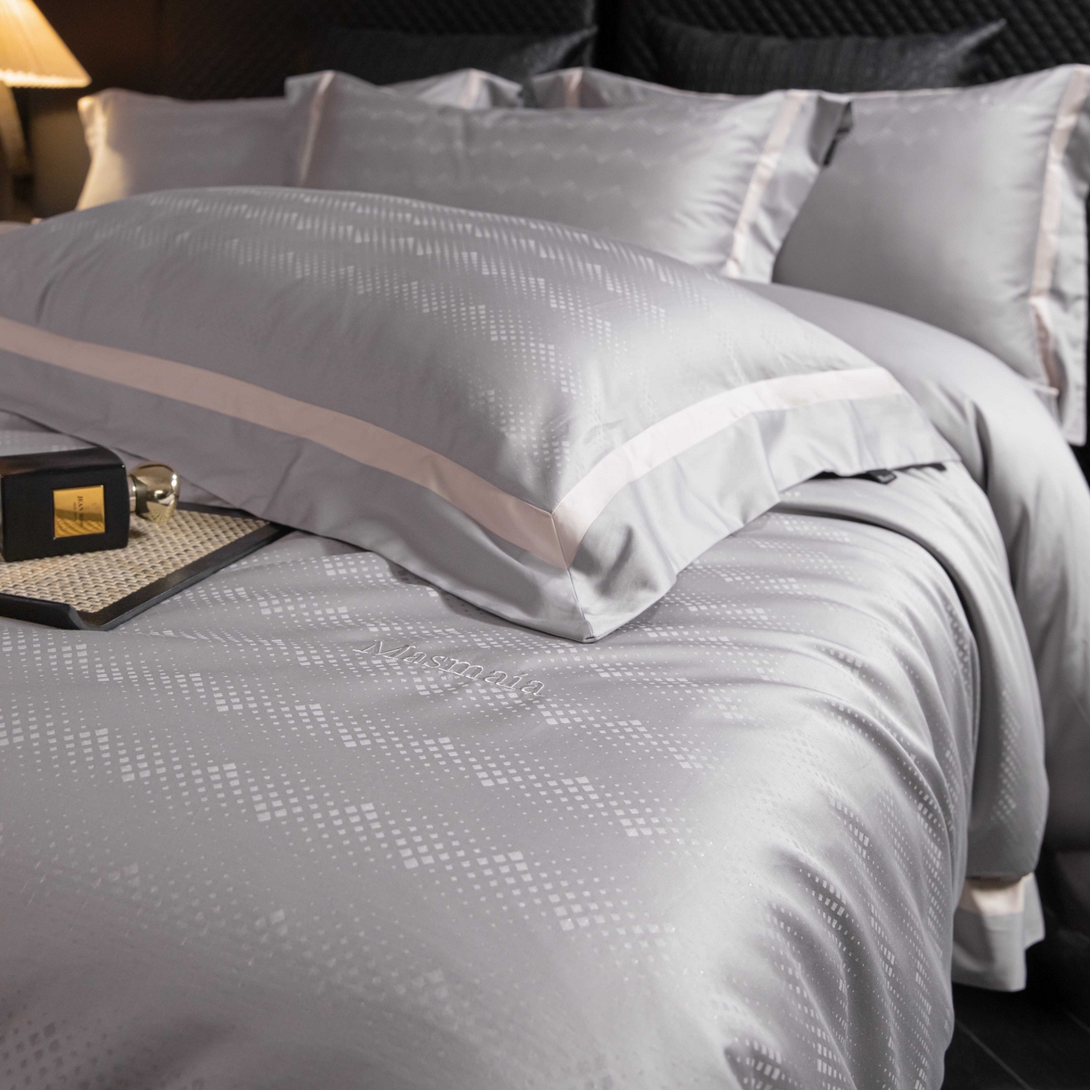 91家纺网 家纺一手货源 找家纺 安莱生活 2025年新品50银丝星晴提花系列四件套 爱格