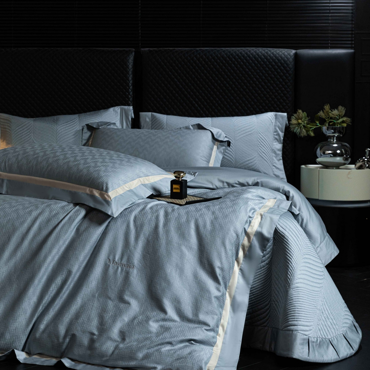 91家纺网 家纺一手货源 找家纺 安莱生活 2025年新品50银丝星晴提花系列四件套 知意