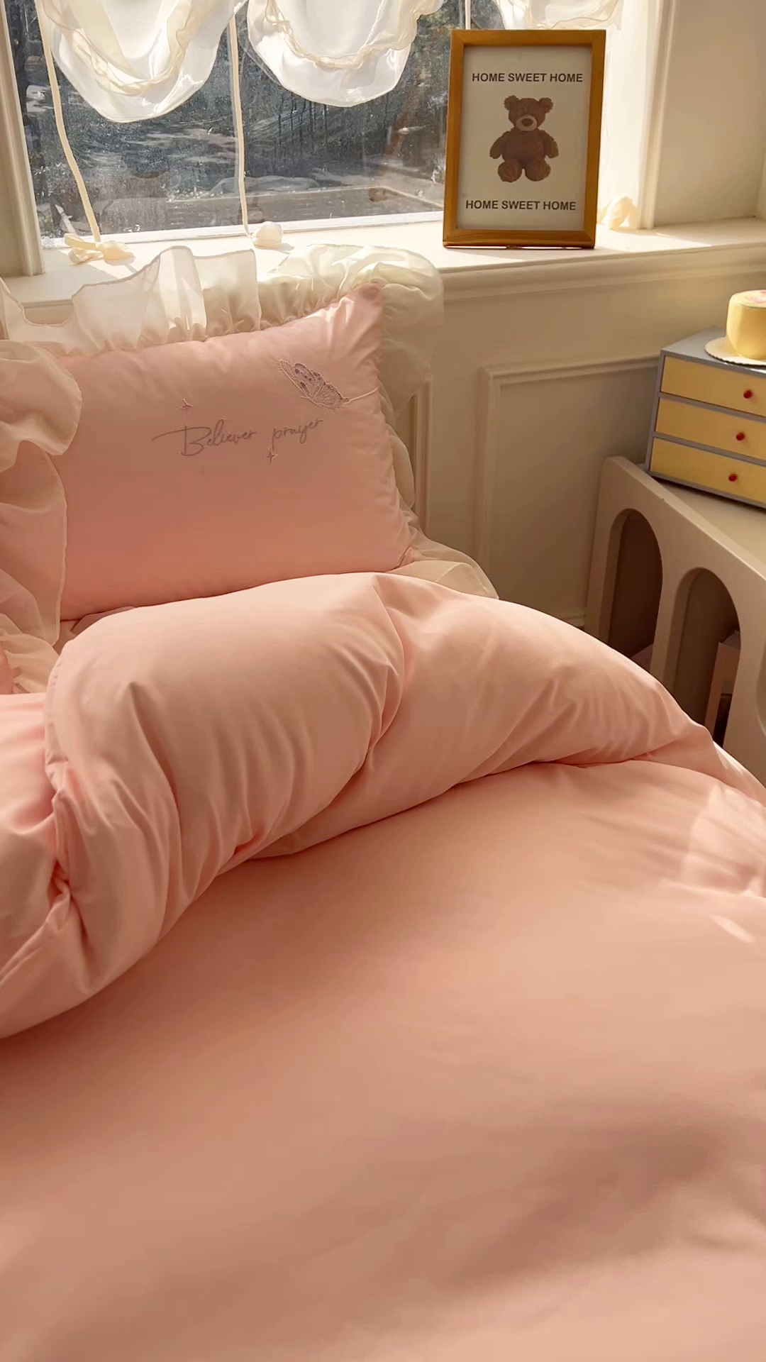 91家纺网 家纺一手货源 找家纺 凯美家居 2025新款A类水洗棉大版绣花四件套系列-蝶恋花 蝶恋花 粉玉