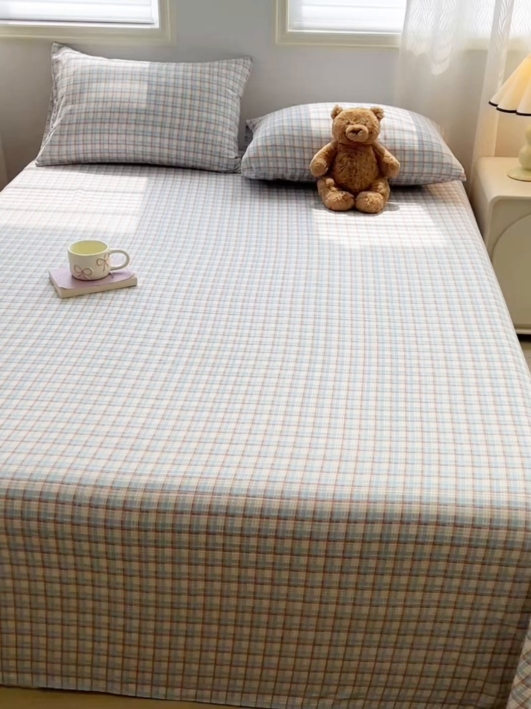 91家纺网 家纺一手货源 找家纺 温眠家纺 2025新款A类水洗棉单床单 床单单件 典雅格-蓝