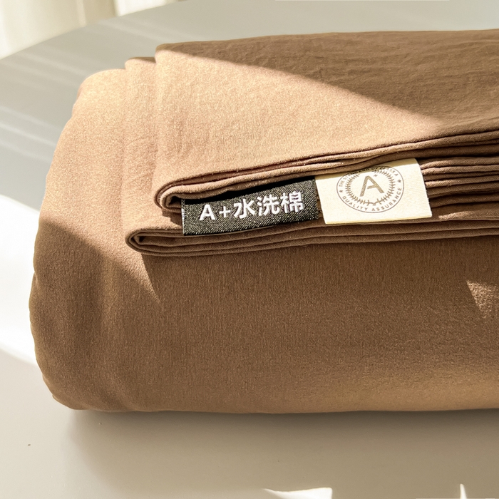 温眠家纺 2025新款A类水洗棉单床单 床单单件 咖啡