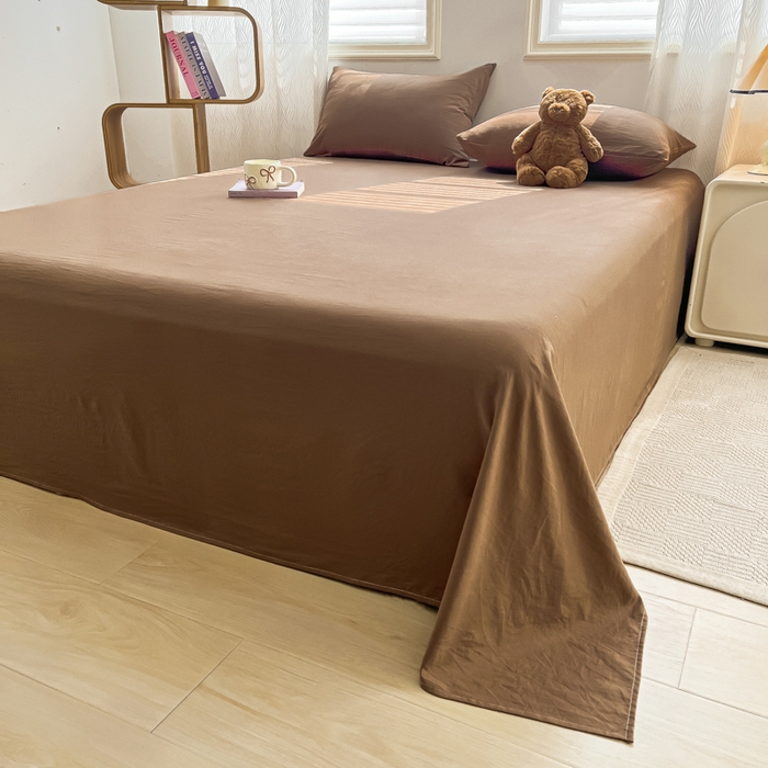 91家纺网 家纺一手货源 找家纺 温眠家纺 2025新款A类水洗棉单床单 床单单件 咖啡