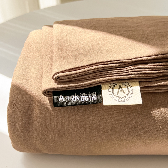 91家纺网 家纺一手货源 找家纺 温眠家纺 2025新款A类水洗棉单床单 床单单件 咖啡