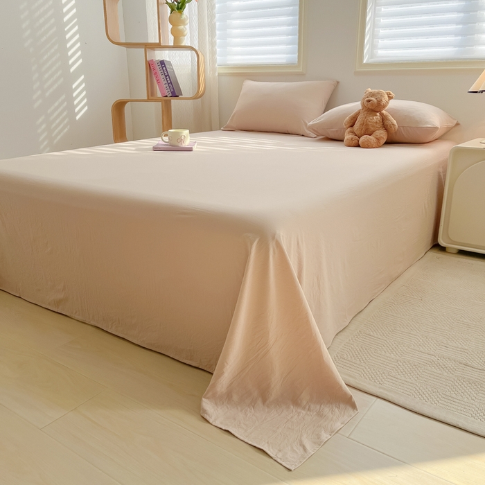 91家纺网 家纺一手货源 找家纺 温眠家纺 2025新款A类水洗棉单床单 床单单件 奶茶