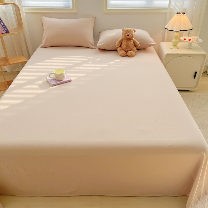 91家纺网 家纺一手货源 找家纺 温眠家纺 2025新款A类水洗棉单床单 床单单件 奶茶