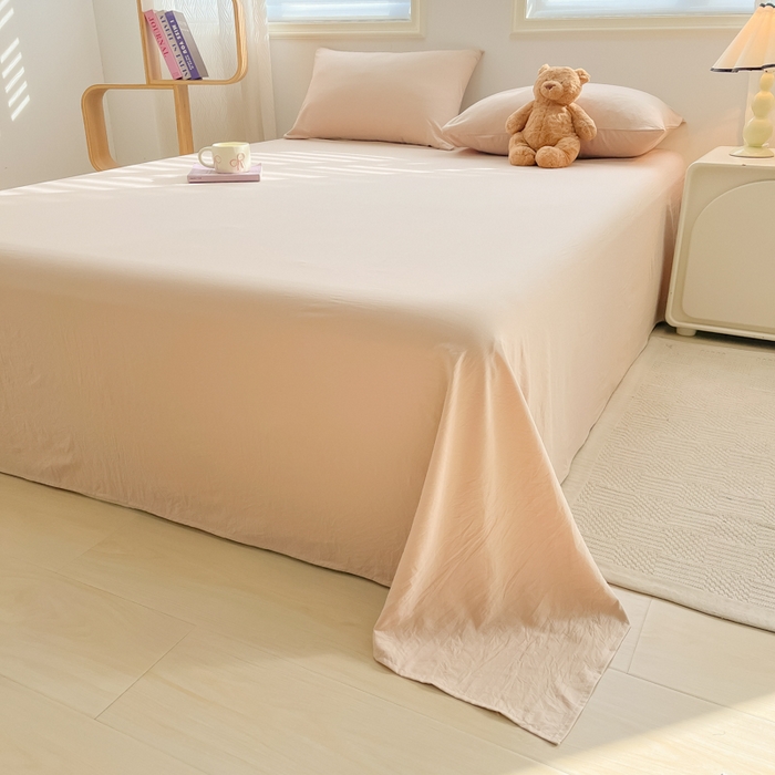 91家纺网 家纺一手货源 找家纺 温眠家纺 2025新款A类水洗棉单床单 床单单件 奶茶