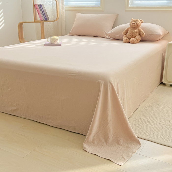 91家纺网 家纺一手货源 找家纺 温眠家纺 2025新款A类水洗棉单床单 床单单件 奶茶