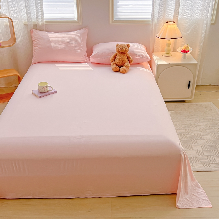 91家纺网 家纺一手货源 找家纺 温眠家纺 2025新款A类水洗棉单床单 床单单件 奶粉