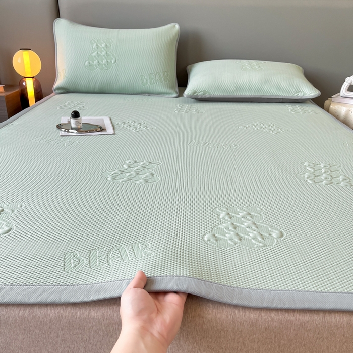 子曰 2025春夏新款A类中分子430gPE聚乙烯乙纶凉豆豆凉席-床席款 快乐熊-绿