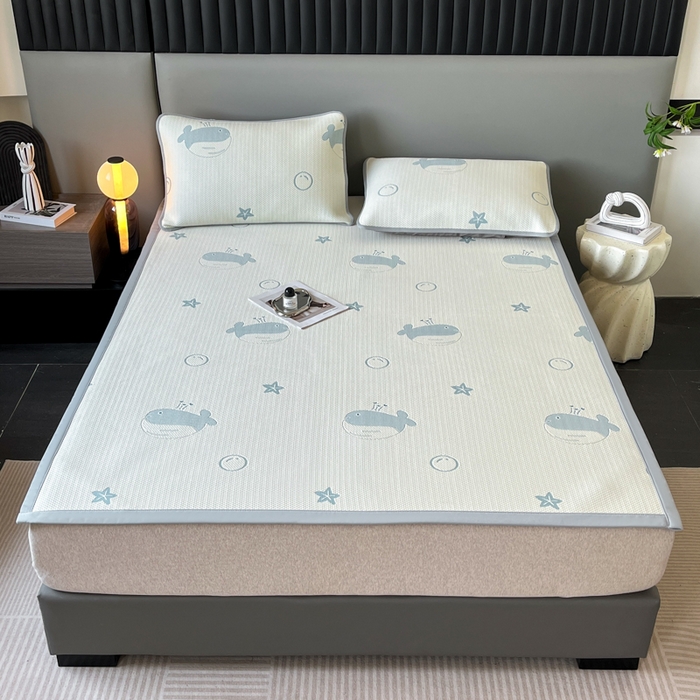 91家纺网 家纺一手货源 找家纺 子曰 2025春夏新款A类中分子430gPE聚乙烯乙纶凉豆豆凉席-床席款 小鲸鱼