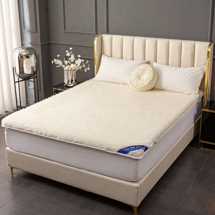 91家纺网 家纺一手货源 找家纺 苏赫床垫 2025新款羊毛床垫短毛款全棉底布 米黄1
