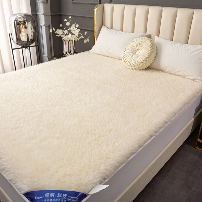 91家纺网 家纺一手货源 找家纺 苏赫床垫 2025新款羊毛床垫短毛款全棉底布 米黄1