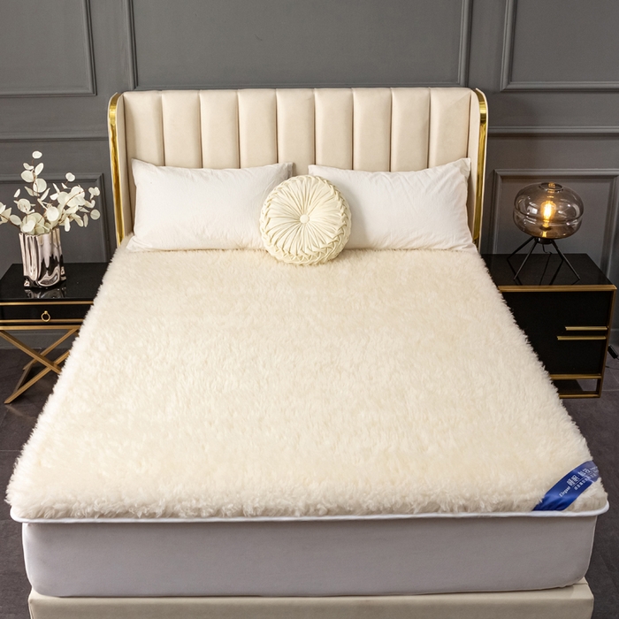 91家纺网 家纺一手货源 找家纺 苏赫床垫 2025新款羊毛床垫短毛款全棉底布 米黄1