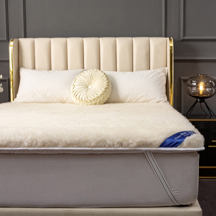 91家纺网 家纺一手货源 找家纺 苏赫床垫 2025新款羊毛床垫短毛款全棉底布 米黄1