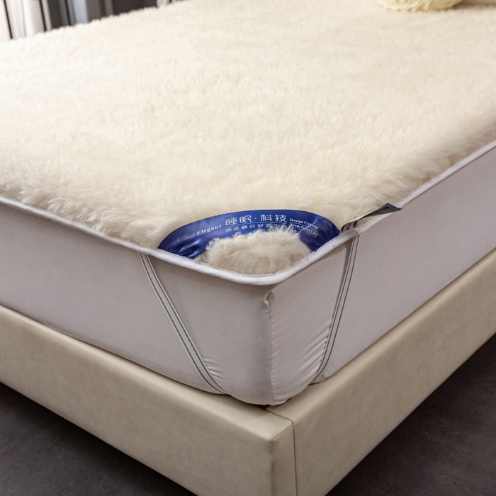 91家纺网 家纺一手货源 找家纺 苏赫床垫 2025新款羊毛床垫短毛款全棉底布 米黄1