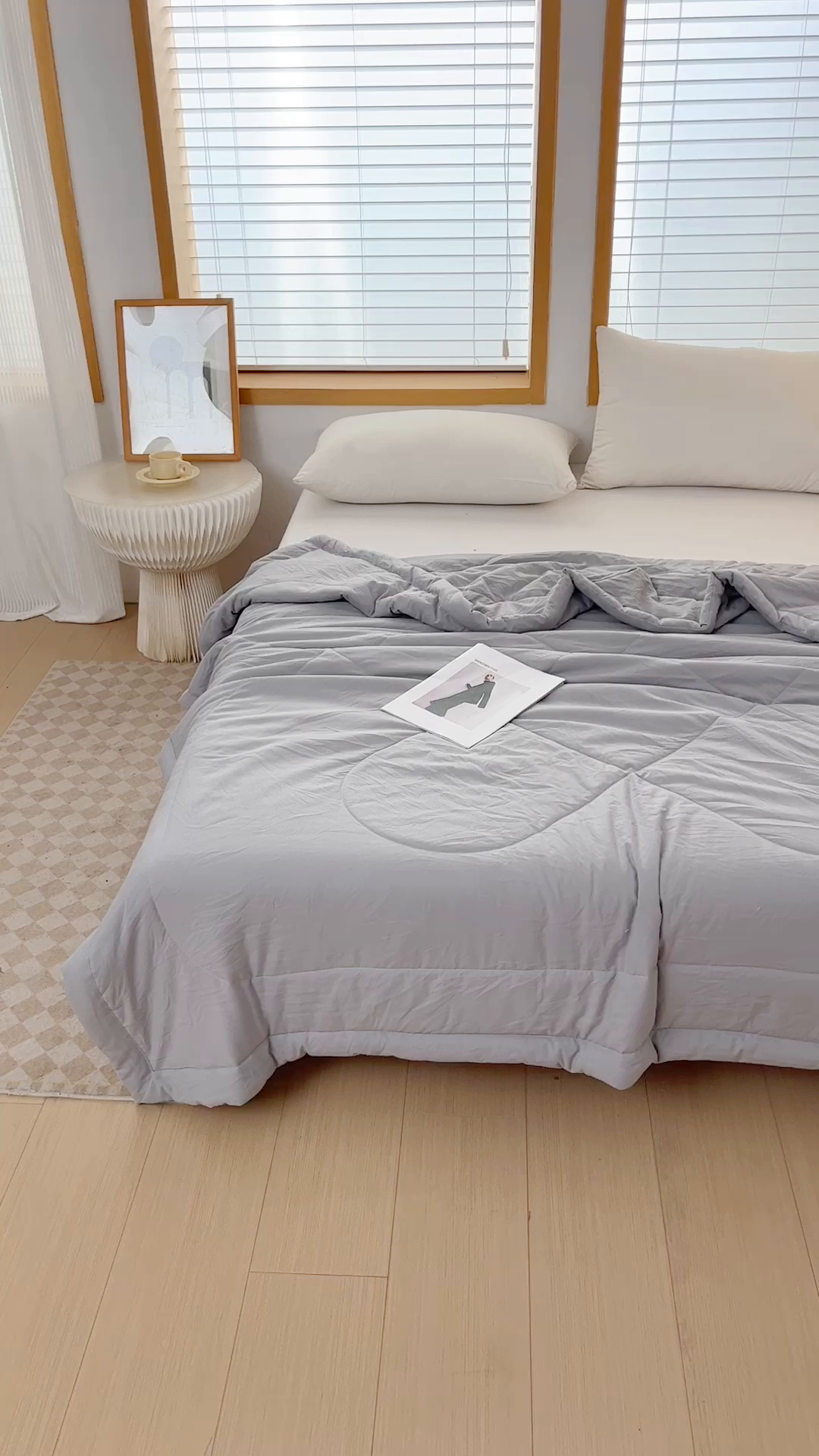 91家纺网 家纺一手货源 找家纺 （总）青螺家纺 2025新款日式简约纯色高克重水洗棉艾草（填充非面料注剂）