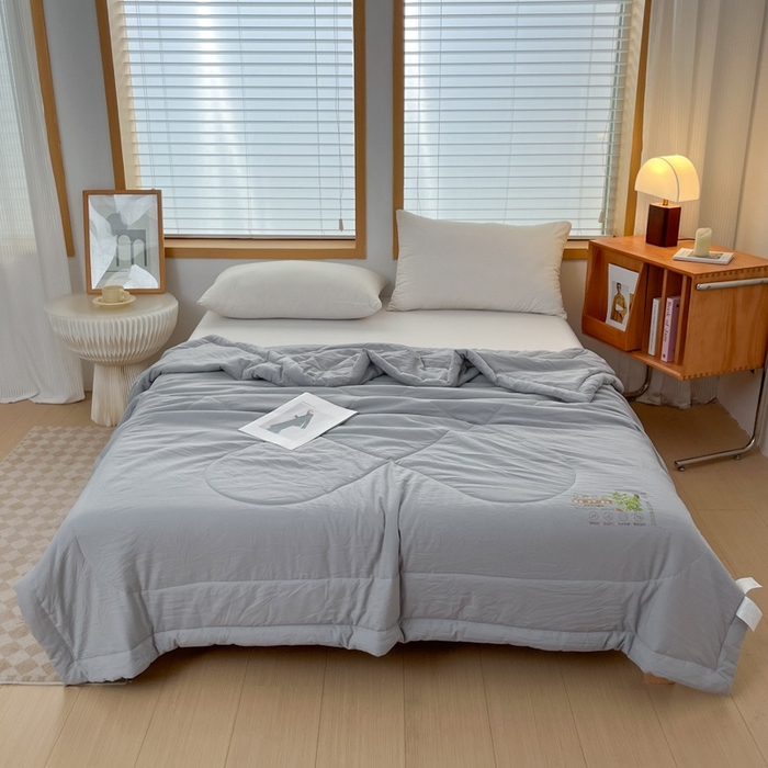 91家纺网 家纺一手货源 找家纺 （总）青螺家纺 2025新款日式简约纯色高克重水洗棉艾草（填充非面料注剂）