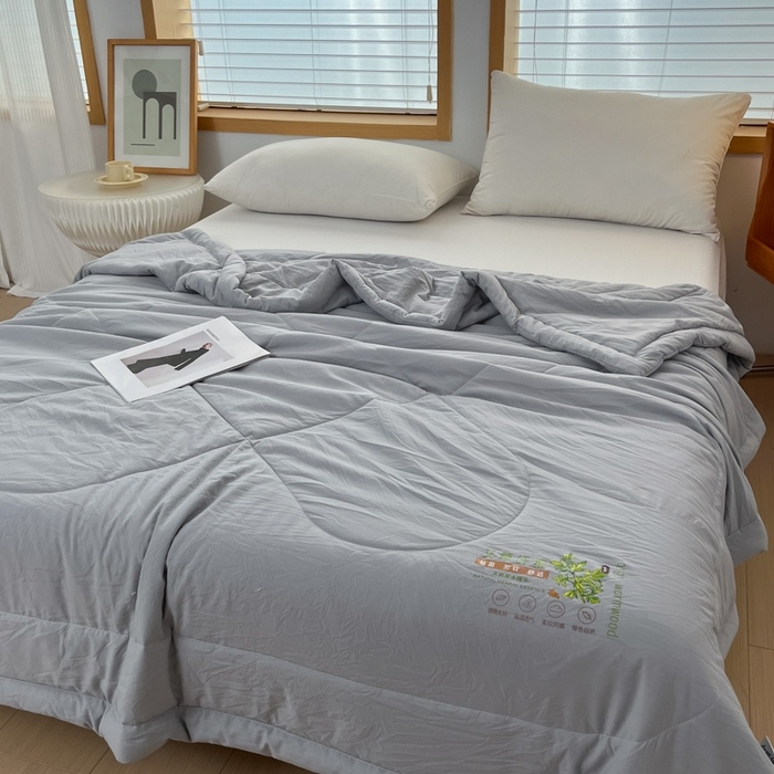 91家纺网 家纺一手货源 找家纺 （总）青螺家纺 2025新款日式简约纯色高克重水洗棉艾草（填充非面料注剂）