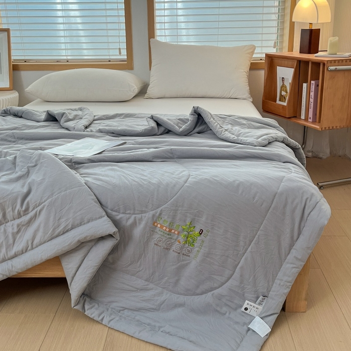 91家纺网 家纺一手货源 找家纺 （总）青螺家纺 2025新款日式简约纯色高克重水洗棉艾草（填充非面料注剂）