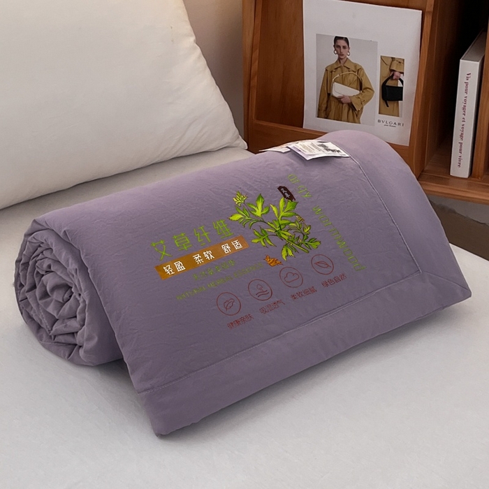 91家纺网 家纺一手货源 找家纺 青螺家纺 2025新款日式简约纯色高克重水洗棉艾草（填充非面料注剂） 紫色