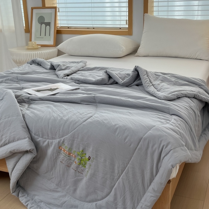 91家纺网 家纺一手货源 找家纺 青螺家纺 2025新款日式简约纯色高克重水洗棉艾草（填充非面料注剂） 灰色