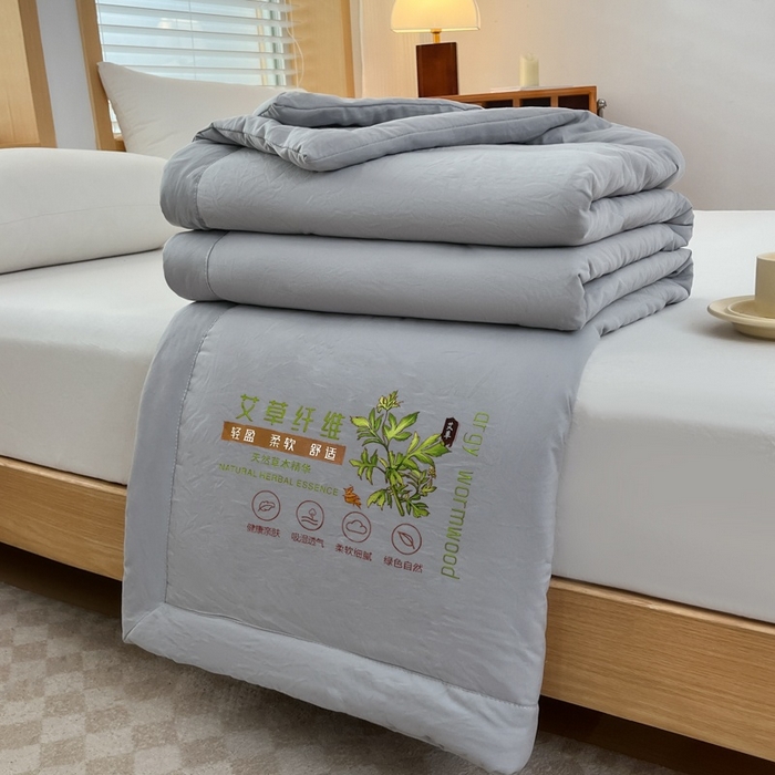 91家纺网 家纺一手货源 找家纺 青螺家纺 2025新款日式简约纯色高克重水洗棉艾草（填充非面料注剂） 灰色