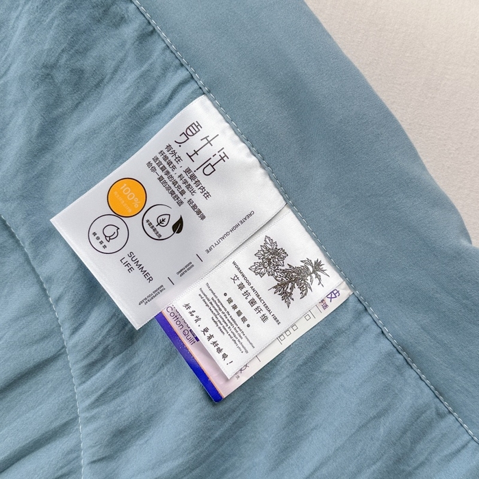 91家纺网 家纺一手货源 找家纺 青螺家纺 2025新款日式简约纯色高克重水洗棉艾草（填充非面料注剂） 蓝色