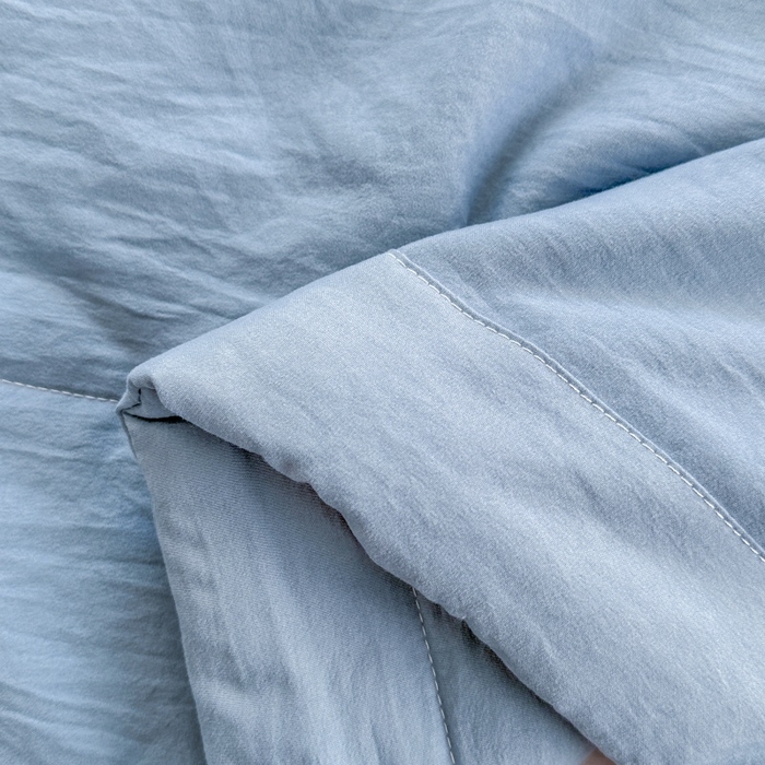 91家纺网 家纺一手货源 找家纺 青螺家纺 2025新款日式简约纯色高克重水洗棉艾草（填充非面料注剂） 蓝色