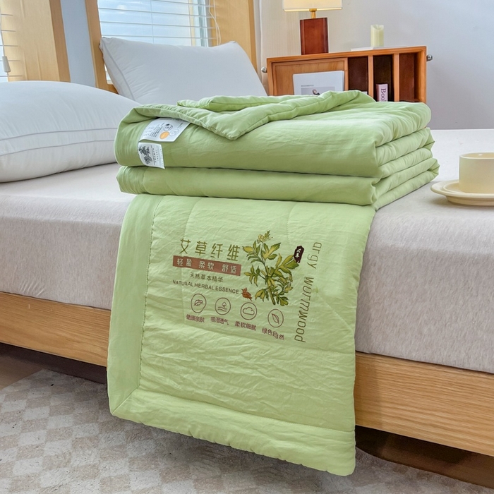 91家纺网 家纺一手货源 找家纺 青螺家纺 2025新款日式简约纯色高克重水洗棉艾草（填充非面料注剂） 绿色