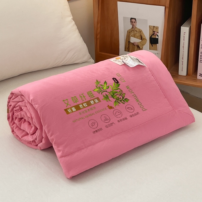 青螺家纺 2025新款日式简约纯色高克重水洗棉艾草（填充非面料注剂） 玫红