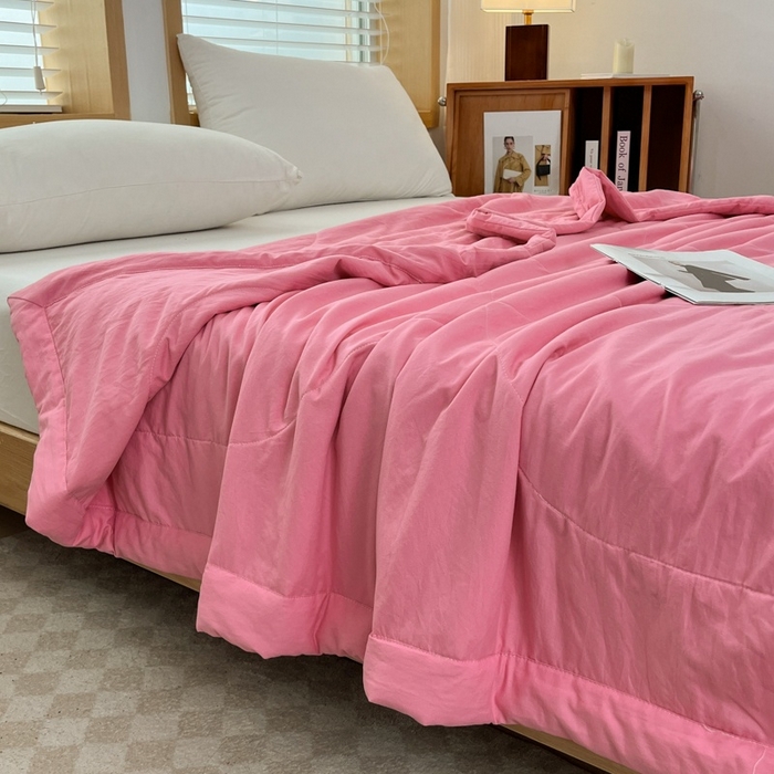 91家纺网 家纺一手货源 找家纺 青螺家纺 2025新款日式简约纯色高克重水洗棉艾草（填充非面料注剂） 玫红