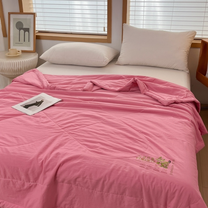 91家纺网 家纺一手货源 找家纺 青螺家纺 2025新款日式简约纯色高克重水洗棉艾草（填充非面料注剂） 玫红