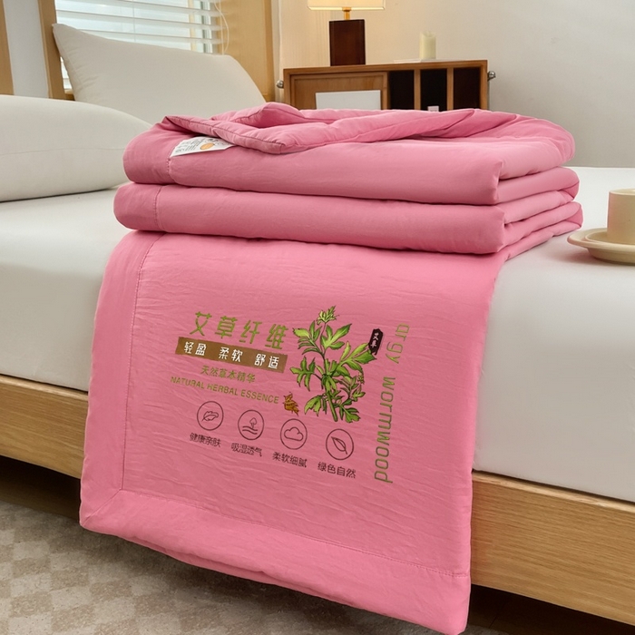 91家纺网 家纺一手货源 找家纺 青螺家纺 2025新款日式简约纯色高克重水洗棉艾草（填充非面料注剂） 玫红