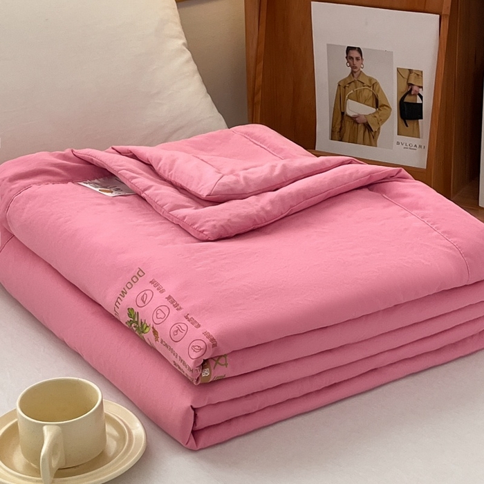 91家纺网 家纺一手货源 找家纺 青螺家纺 2025新款日式简约纯色高克重水洗棉艾草（填充非面料注剂） 玫红