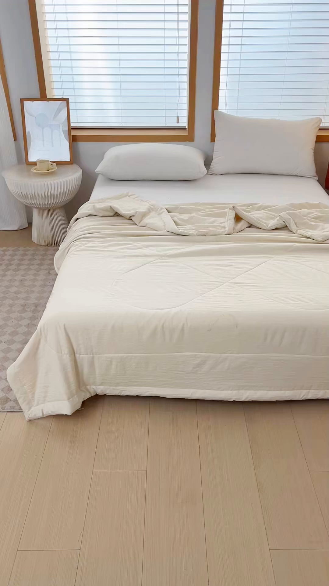 91家纺网 家纺一手货源 找家纺 青螺家纺 2025新款日式简约纯色高克重水洗棉艾草（填充非面料注剂） 米色