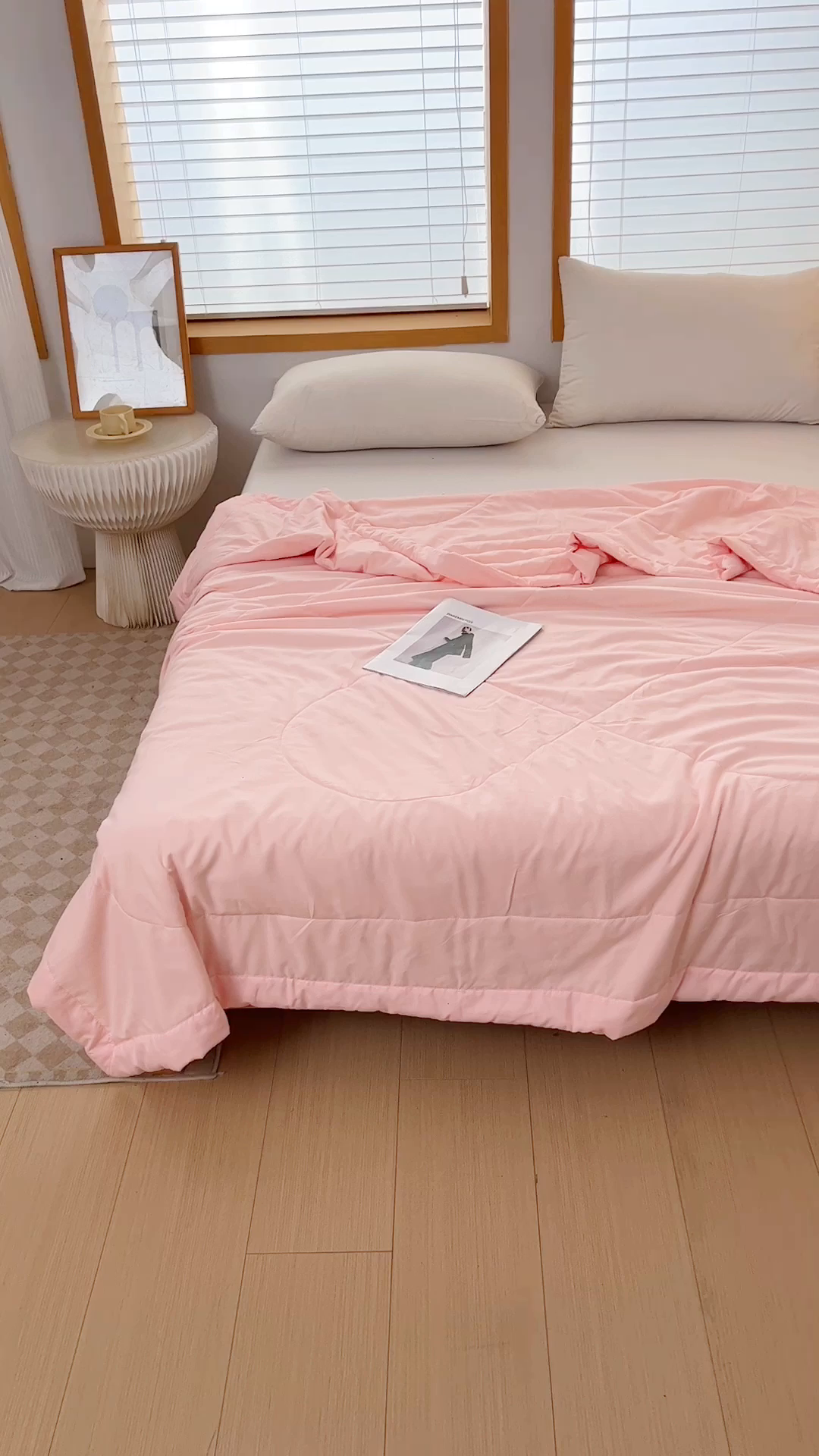 91家纺网 家纺一手货源 找家纺 青螺家纺 2025新款日式简约纯色高克重水洗棉艾草（填充非面料注剂） 玉色