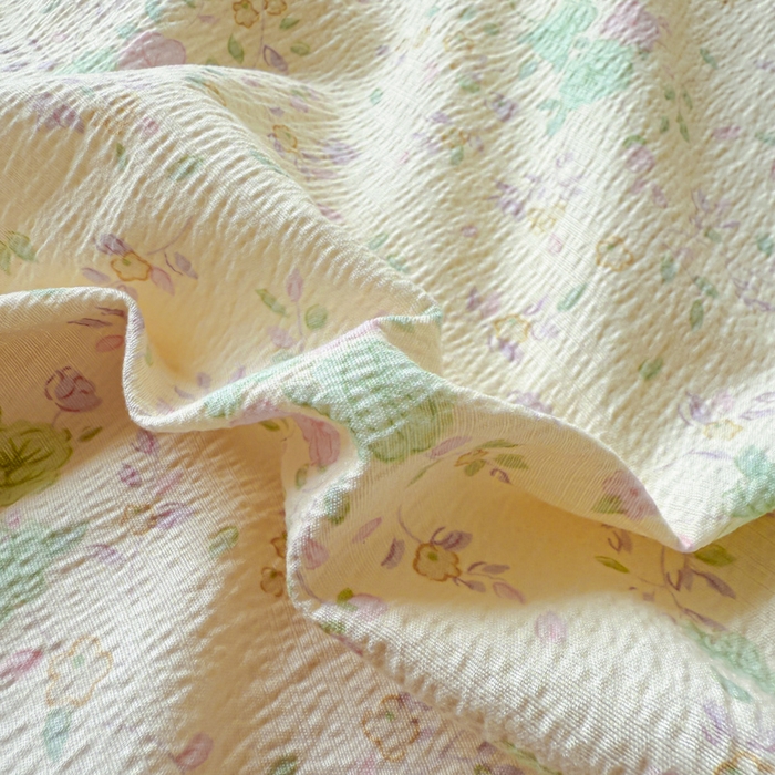 91家纺网 家纺一手货源 找家纺 芯贝儿 2025新款全m纯m花边木m邹邹双层纱水洗m四件套 薄荷微凉