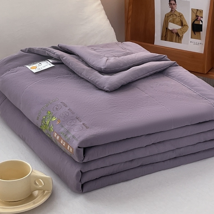 91家纺网 家纺一手货源 找家纺 青螺家纺 2025新款日式简约纯色高克重水洗棉艾草（填充非面料注剂） 紫色