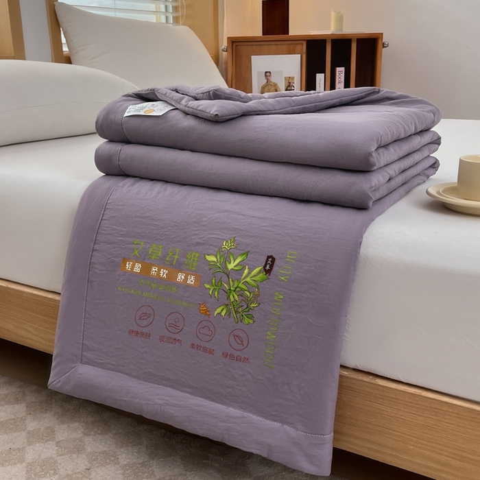 91家纺网 家纺一手货源 找家纺 青螺家纺 2025新款日式简约纯色高克重水洗棉艾草（填充非面料注剂） 紫色