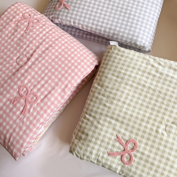 91家纺网 家纺一手货源 找家纺 灰鲸 2025新款云朵棉毛巾绣夏被四件套 蝴蝶结组合图