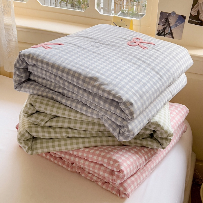 灰鲸 2025新款云朵棉毛巾绣夏被四件套 蝴蝶结组合图