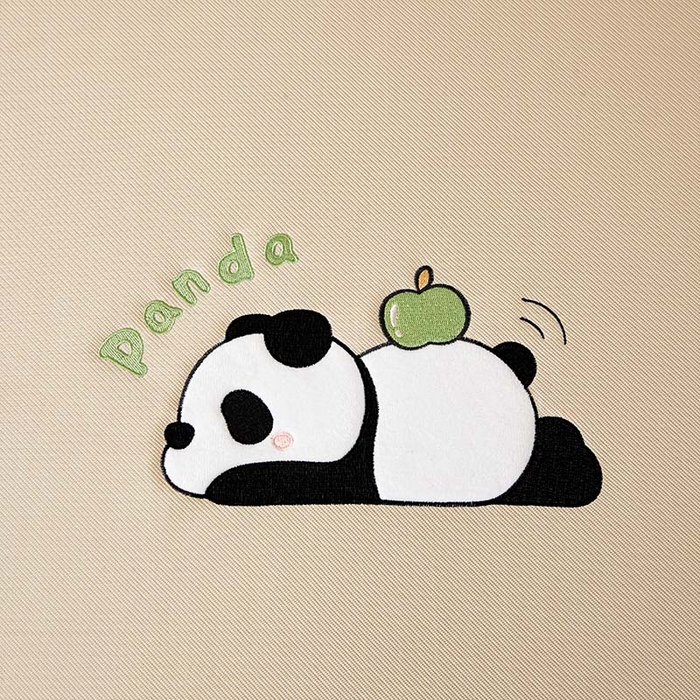 91家纺网 家纺一手货源 找家纺 全季家居 2025新款5A抗菌碳光萌趣熊猫系列贴布绣冰丝席 床笠-金咖