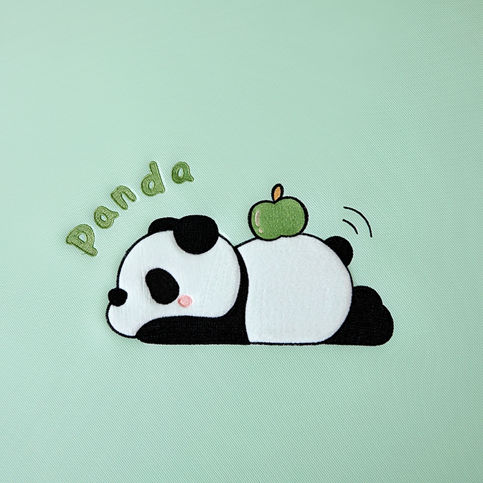 91家纺网 家纺一手货源 找家纺 全季家居 2025新款5A抗菌碳光萌趣熊猫系列贴布绣冰丝席 床席-水绿