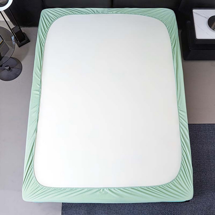 91家纺网 家纺一手货源 找家纺 全季家居 2025新款5A抗菌碳光萌趣熊猫系列贴布绣冰丝席 床笠-水绿