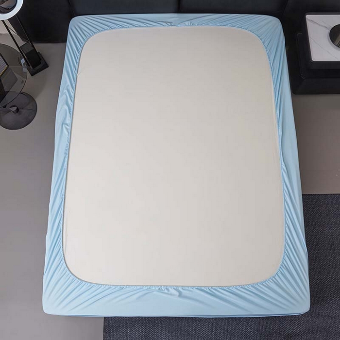 91家纺网 家纺一手货源 找家纺 全季家居 2025新款5A抗菌碳光萌趣熊猫系列贴布绣冰丝席 床笠-天蓝