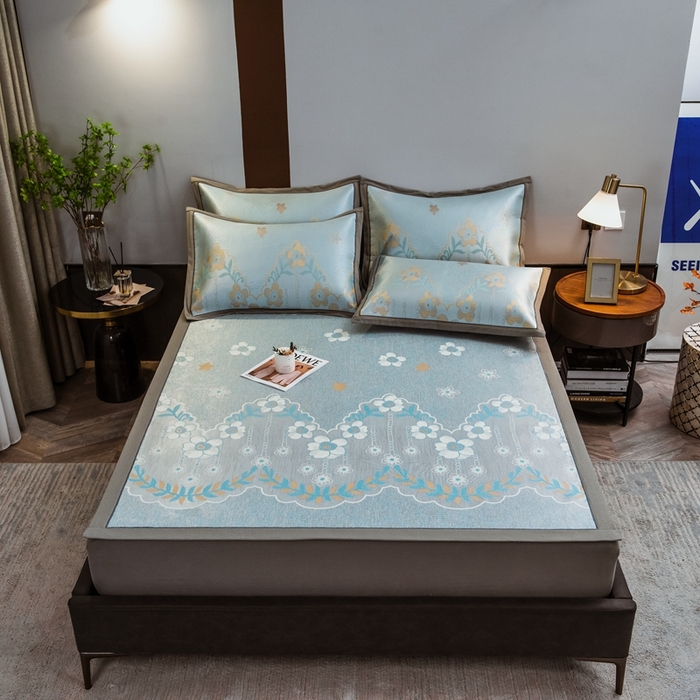 91家纺网 家纺一手货源 找家纺 （总）全季家居 2025新款900D高精密三色纬提花冰丝凉席