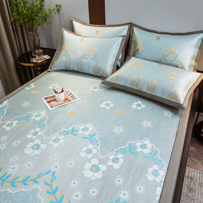 91家纺网 家纺一手货源 找家纺 （总）全季家居 2025新款900D高精密三色纬提花冰丝凉席