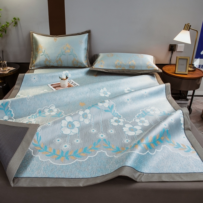 91家纺网 家纺一手货源 找家纺 （总）全季家居 2025新款900D高精密三色纬提花冰丝凉席